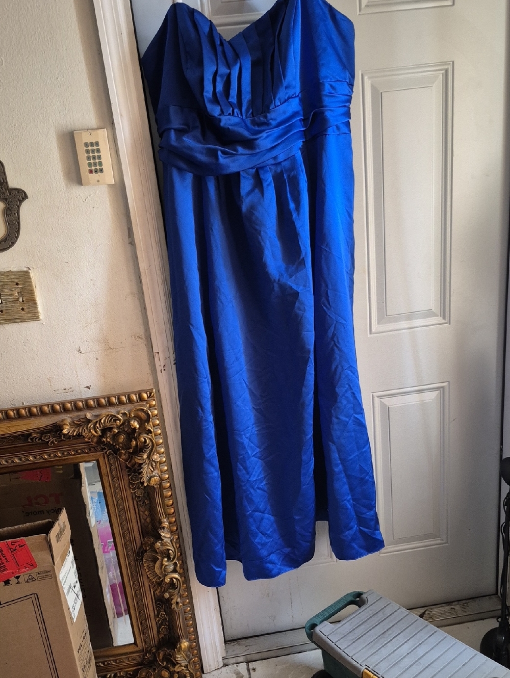 David's Bridal Royal Blue Strapless Evening Gown